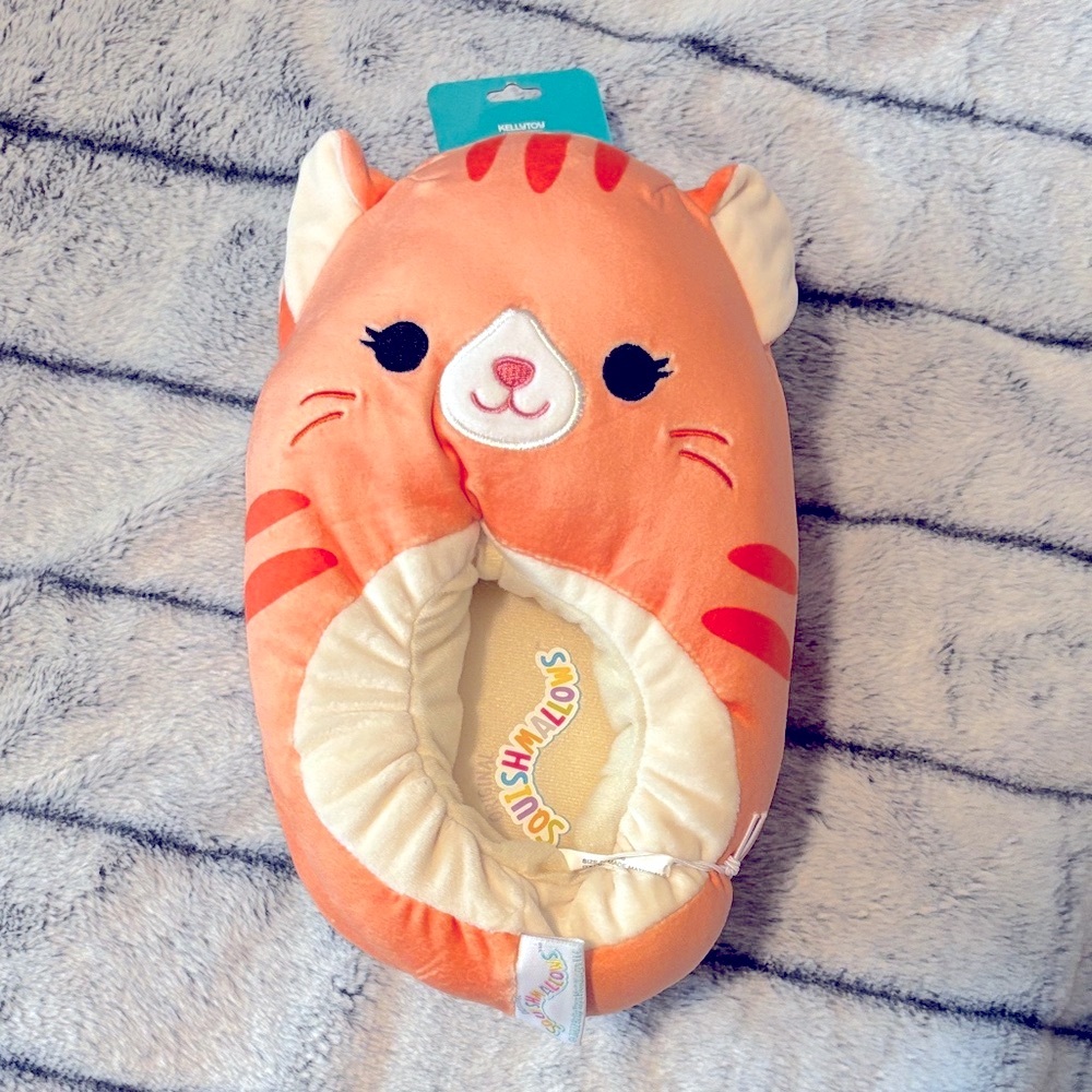 Squishmallows Orange and Cream Cat Plush slippers